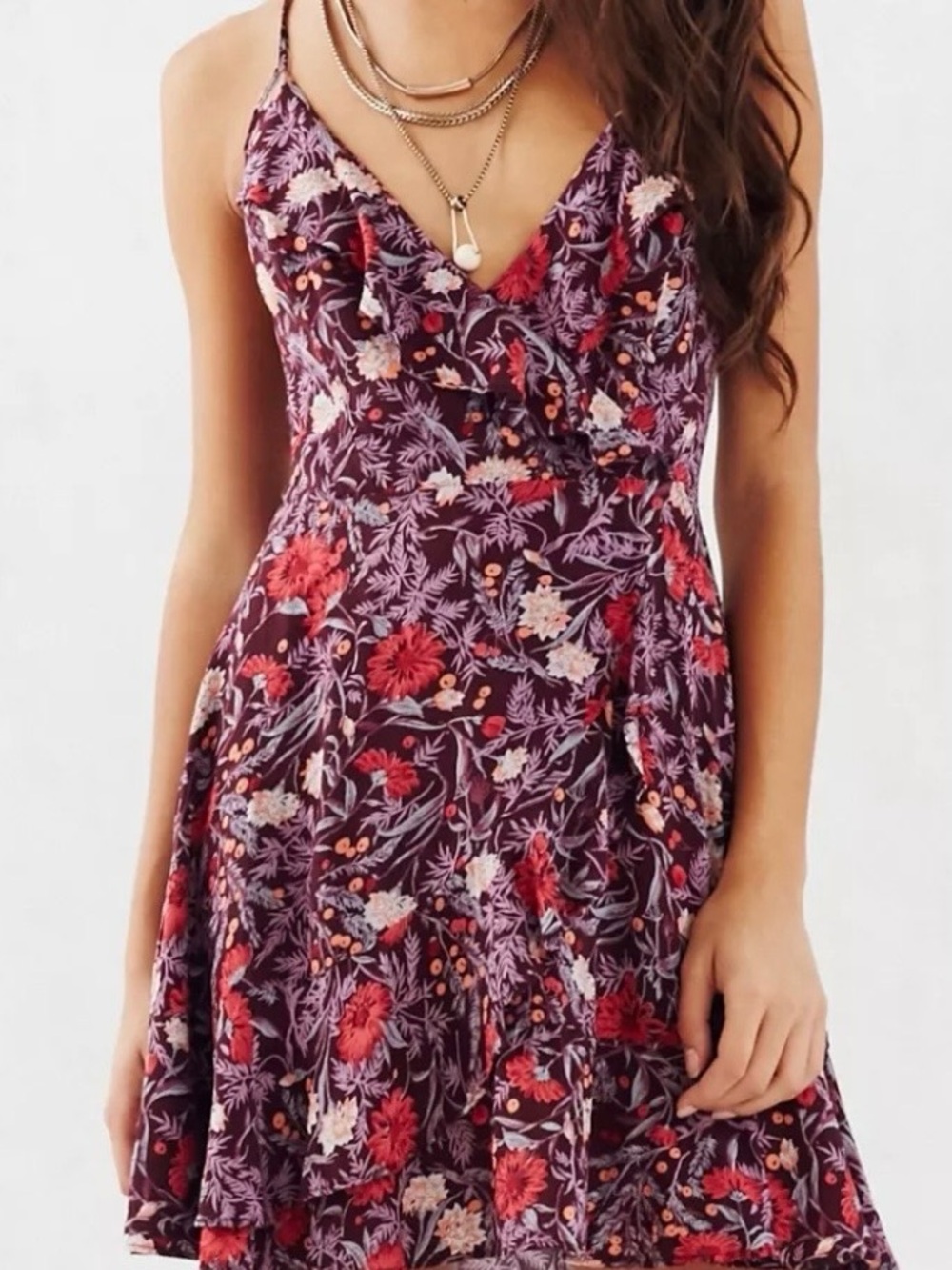 Kimchi Blue Sabina Ruffle Wrap Mini Dress
